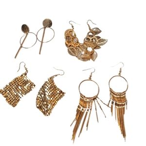 New 5 Pairs Elegant Gold Earrings Set
